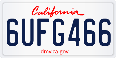 CA license plate 6UFG466
