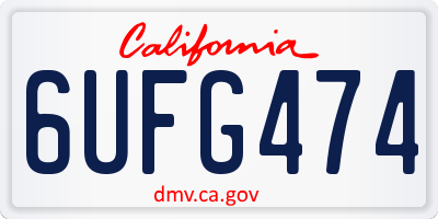 CA license plate 6UFG474