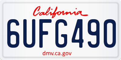 CA license plate 6UFG490