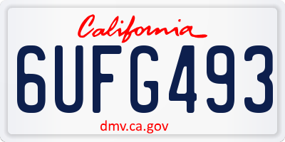 CA license plate 6UFG493