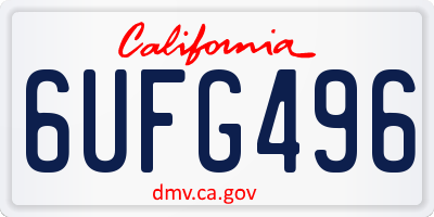 CA license plate 6UFG496