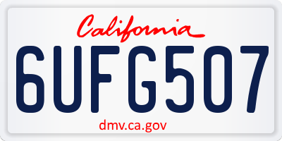 CA license plate 6UFG507