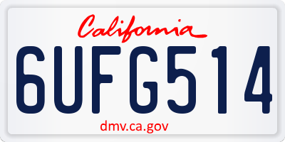 CA license plate 6UFG514