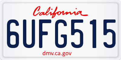 CA license plate 6UFG515