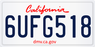 CA license plate 6UFG518