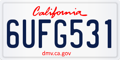 CA license plate 6UFG531