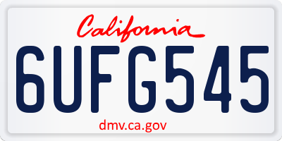 CA license plate 6UFG545