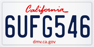 CA license plate 6UFG546