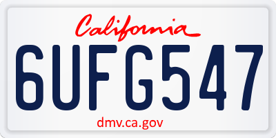 CA license plate 6UFG547