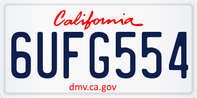 CA license plate 6UFG554