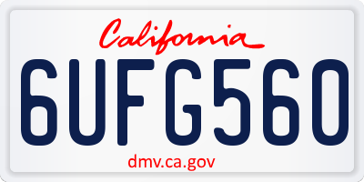 CA license plate 6UFG560