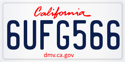 CA license plate 6UFG566