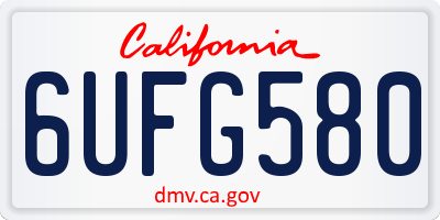 CA license plate 6UFG580