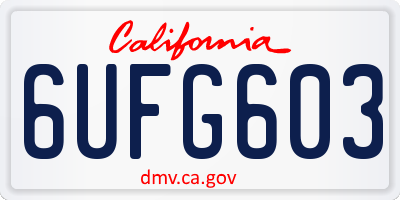 CA license plate 6UFG603