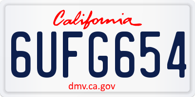 CA license plate 6UFG654