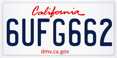 CA license plate 6UFG662