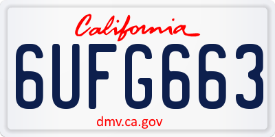 CA license plate 6UFG663