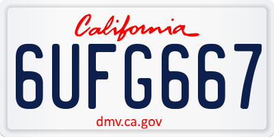 CA license plate 6UFG667