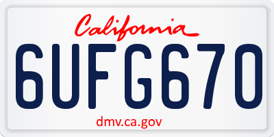 CA license plate 6UFG670