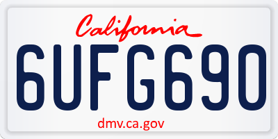 CA license plate 6UFG690