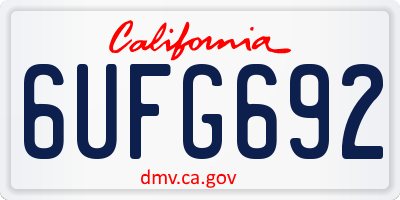 CA license plate 6UFG692