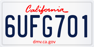 CA license plate 6UFG701