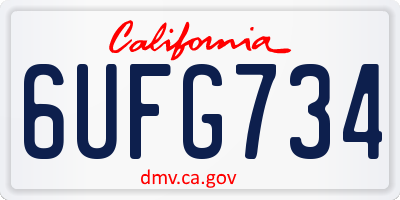 CA license plate 6UFG734