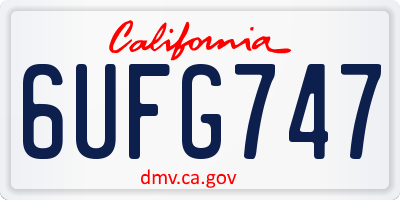 CA license plate 6UFG747
