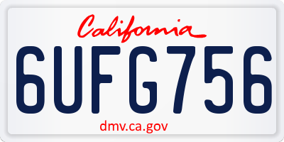CA license plate 6UFG756