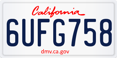 CA license plate 6UFG758