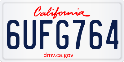 CA license plate 6UFG764