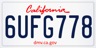 CA license plate 6UFG778