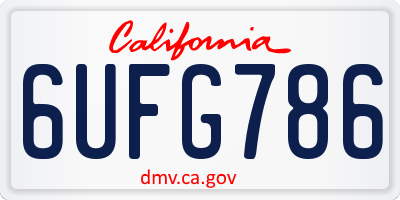 CA license plate 6UFG786