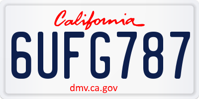 CA license plate 6UFG787