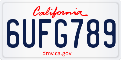 CA license plate 6UFG789