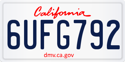 CA license plate 6UFG792