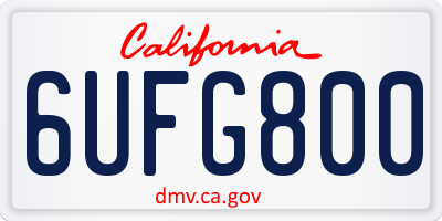 CA license plate 6UFG800