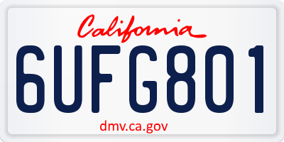 CA license plate 6UFG801