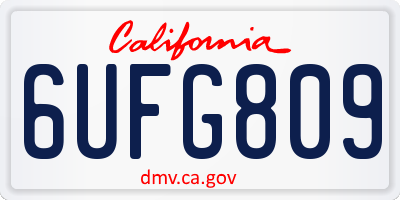 CA license plate 6UFG809