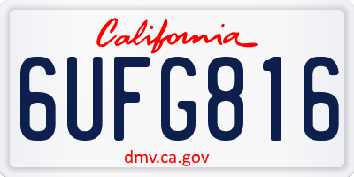 CA license plate 6UFG816
