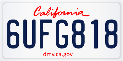 CA license plate 6UFG818