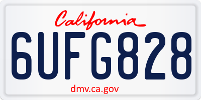 CA license plate 6UFG828
