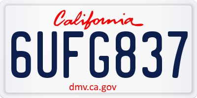 CA license plate 6UFG837