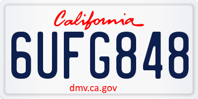 CA license plate 6UFG848