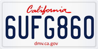 CA license plate 6UFG860