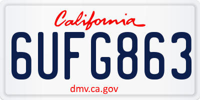 CA license plate 6UFG863