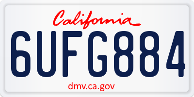 CA license plate 6UFG884