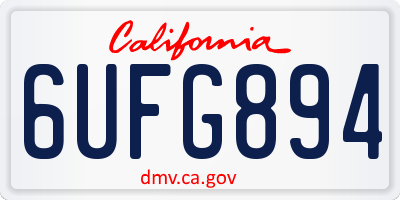 CA license plate 6UFG894