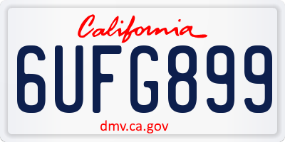 CA license plate 6UFG899