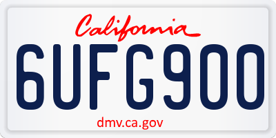 CA license plate 6UFG900